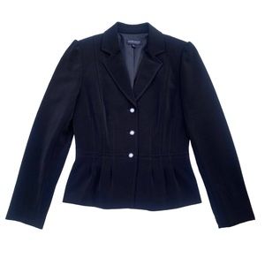 John Meyer Collection Black Peplum Blazer Pearl Buttons Womens 4